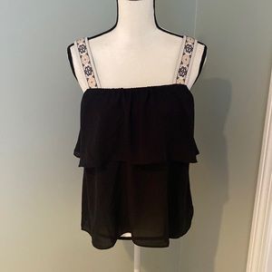 JCrew black tier top. Size 6